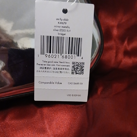 NWT Kate Spade Bridget Mirror Silver Metallic Small Flap Shoulder Bag - Picture 3 of 4